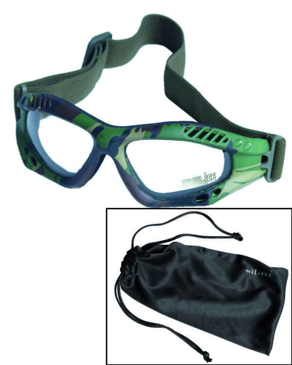 occhiali commando lente trasparente miltec woodland